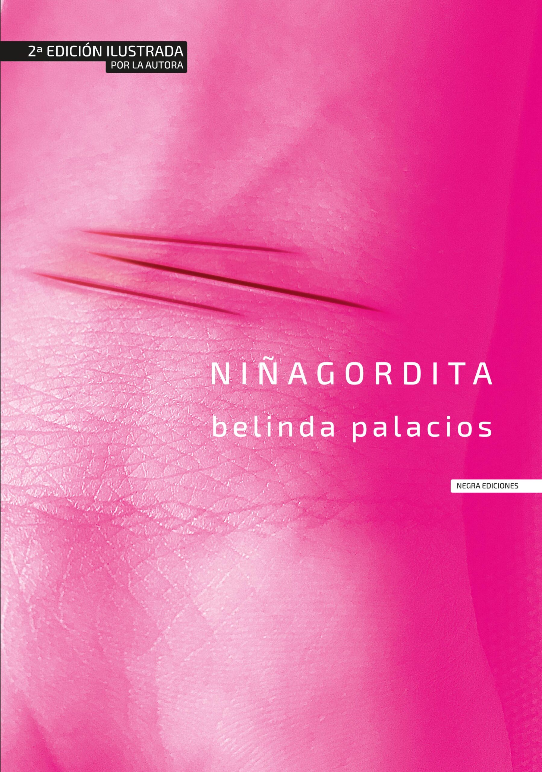Portada de la novela Niñagordita, 2ª edición ilustrada, de Belinda Palacios (Negra Ediciones)